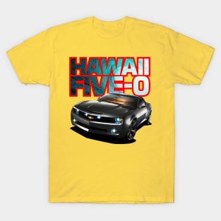 Hawaii Five-O Black Camaro (Red Outline) T-Shirt